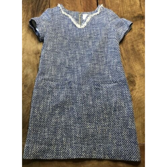 $358 Kate Spade New York Graphic Tweed Tunic Mini Dress Blue White Fringe 4 - Picture 2 of 12